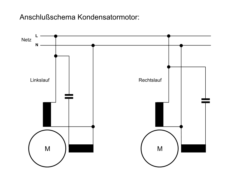 Schaltbild Einphasen Kondensatormotor